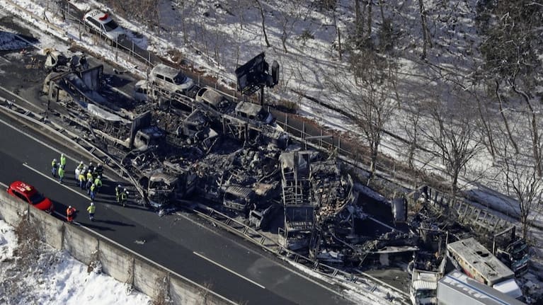 Two Killed, Dozens Hurt in Massive 50-Vehicle Pile-Up on Japanese Expressway